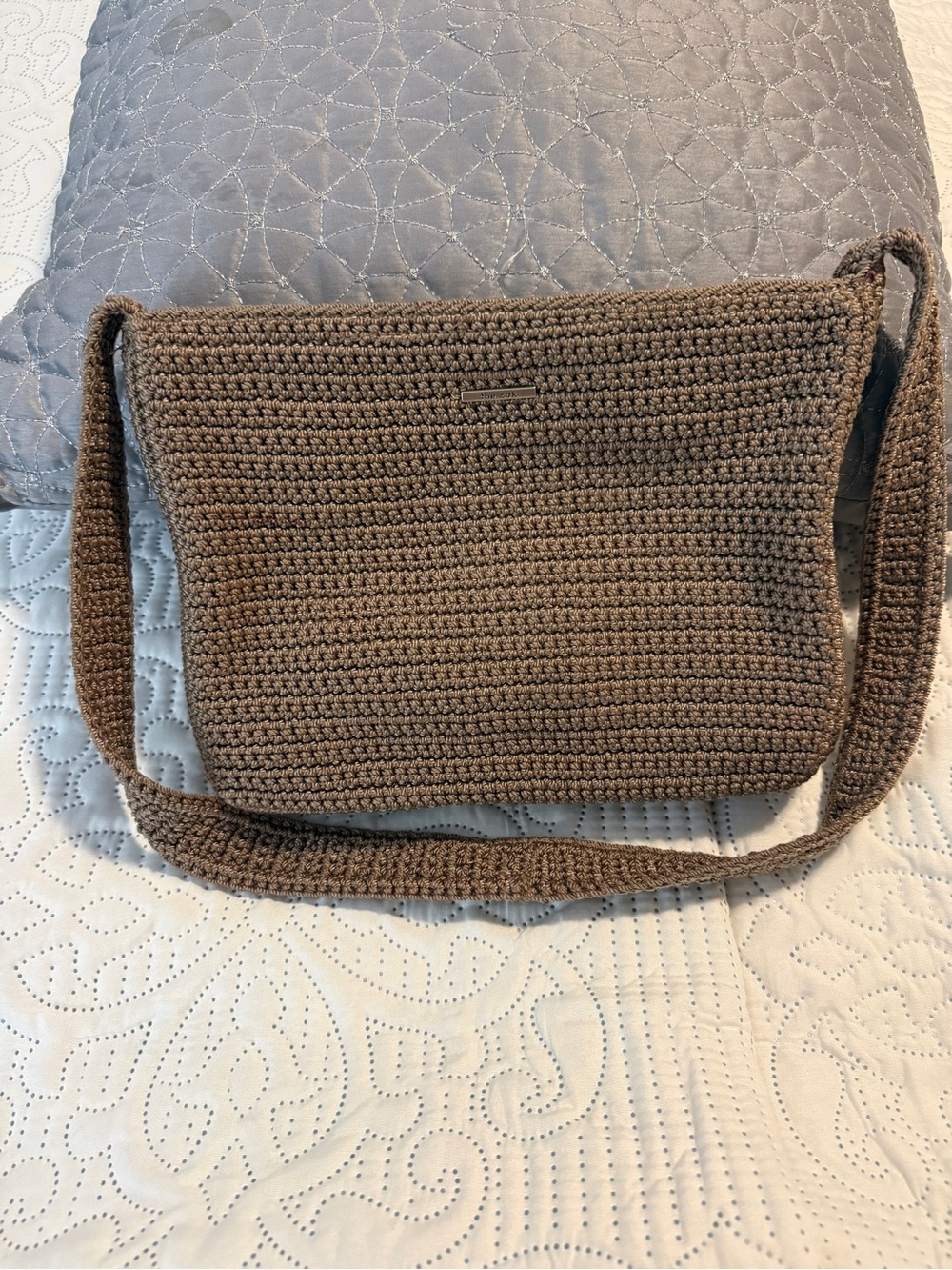 The SAK Ladies Crochet Handbag Taupe Shoulder Bag Purse
